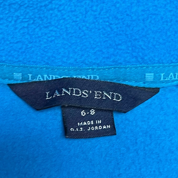 LANDS END PETITE FLEECE FULL ZIP JACKET. SIZE SMALL/PETITE (6-8). BLUE. - Picture 7 of 8